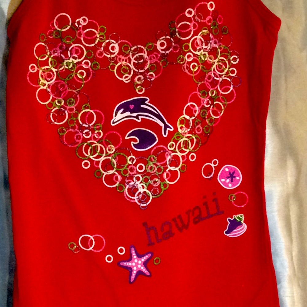 🇺🇸Spaghetti Strap Tank w/dolphin, shell, glitter